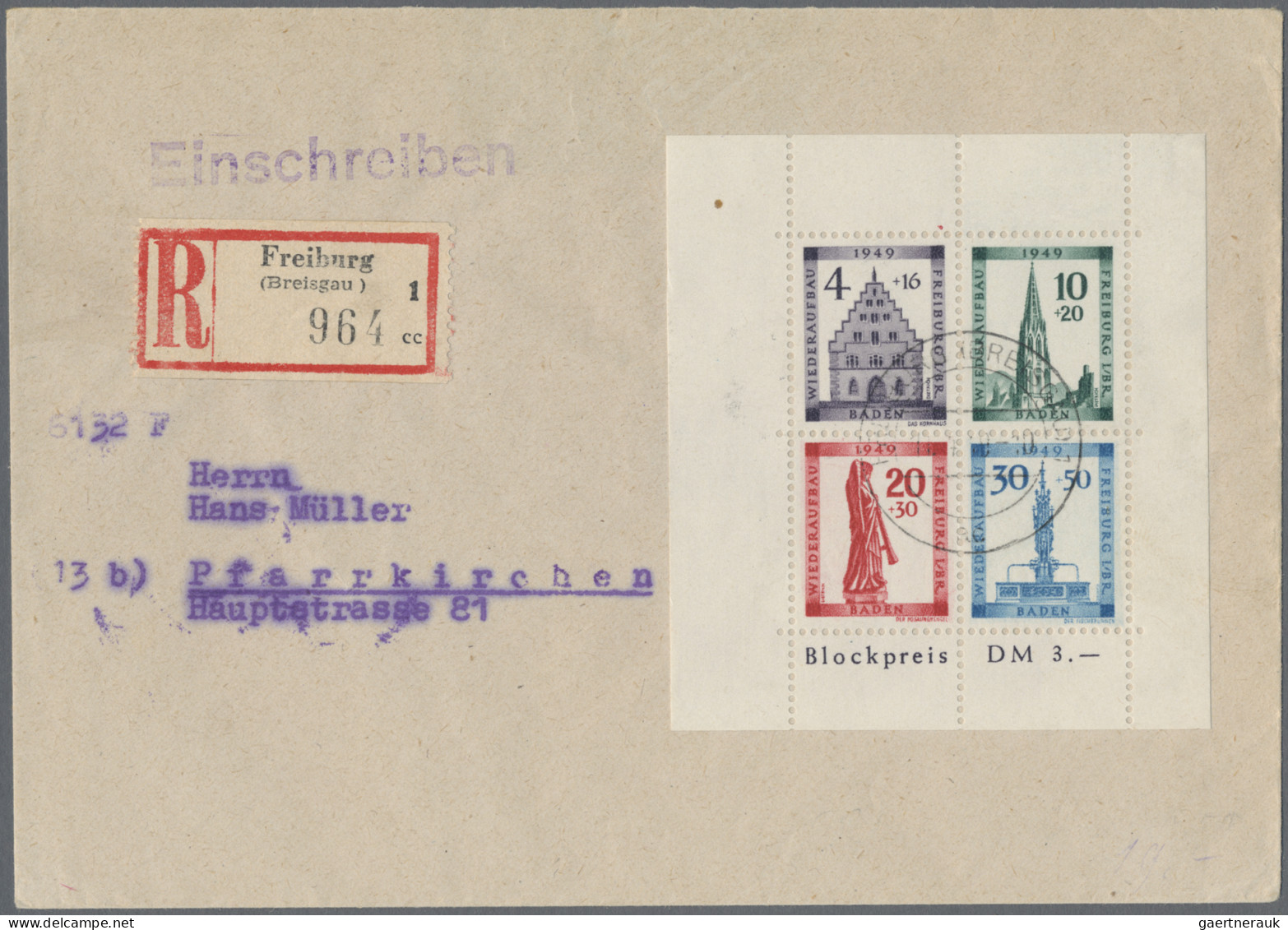 Französische Zone - Baden: 1946/1949 (ca.), interessenate Belegesammlung mit rei