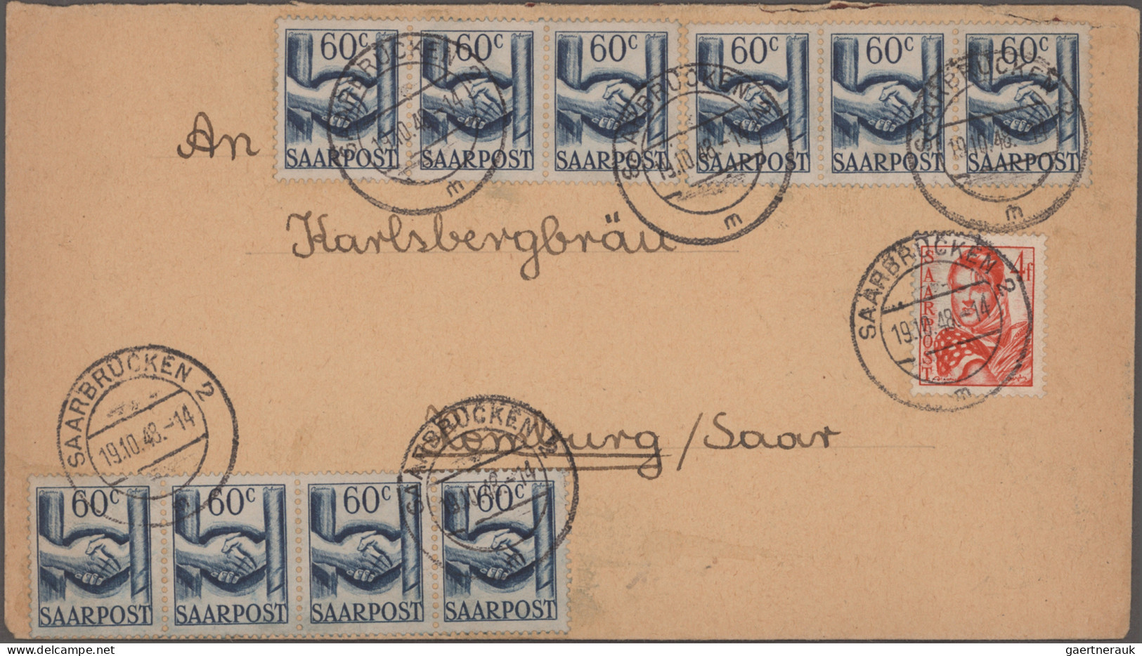 Saarland Und OPD Saarbrücken: 1947/1958, Partie Von 24 Belegen, Dabei Alleine Ne - Other & Unclassified