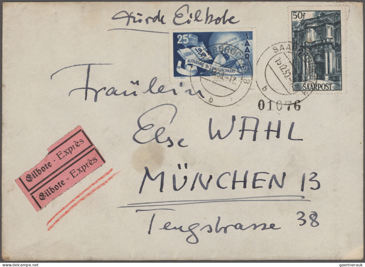 Saarland Und OPD Saarbrücken: 1947/1959, Partie Von 47 Briefen Und Karten Mit Be - Autres & Non Classés