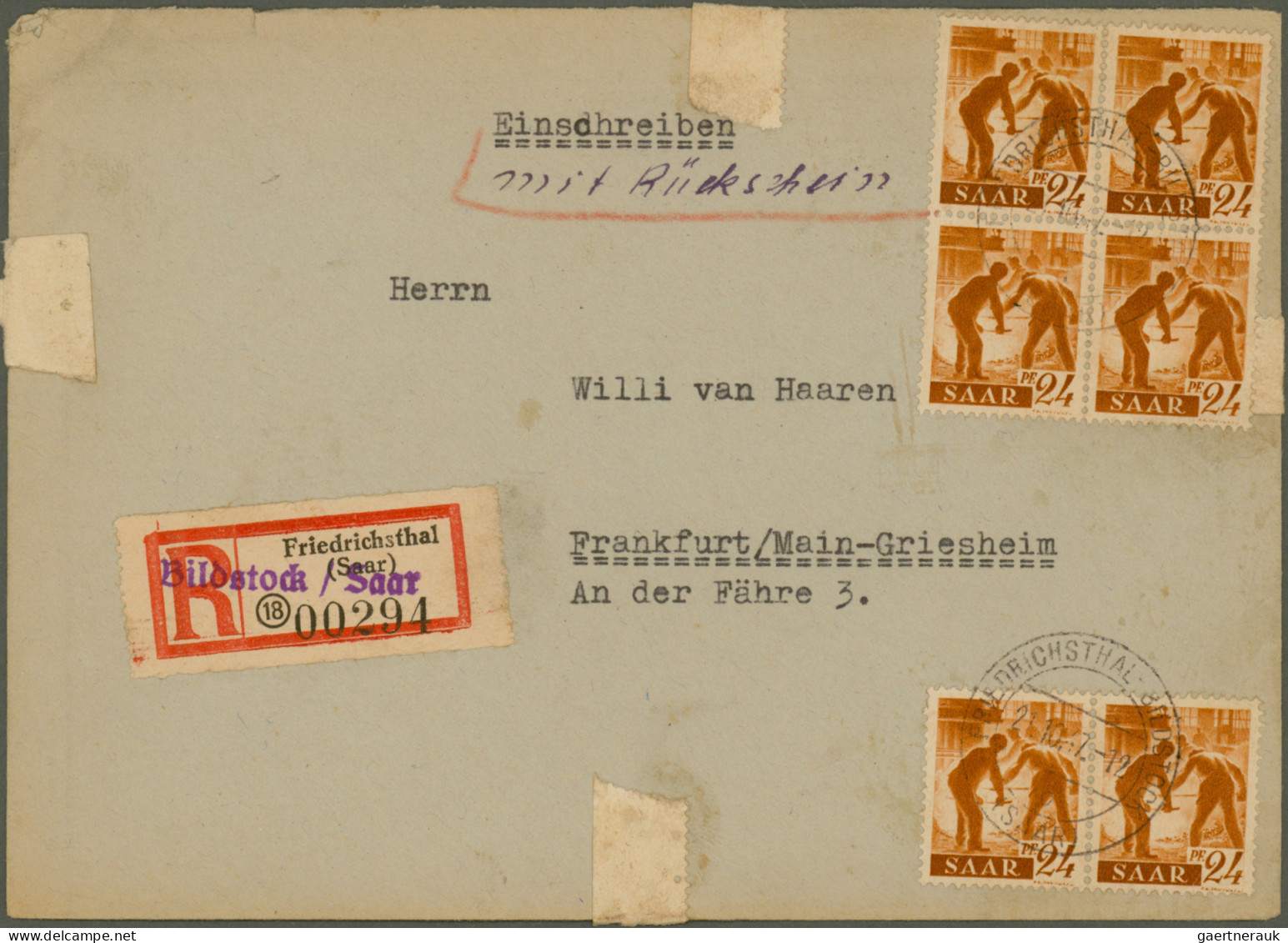 Saarland (1947/56): 1945/1958, Partie Von 60 Bedarfs-Briefen/-Karten Ab Etwas Ge - Brieven En Documenten