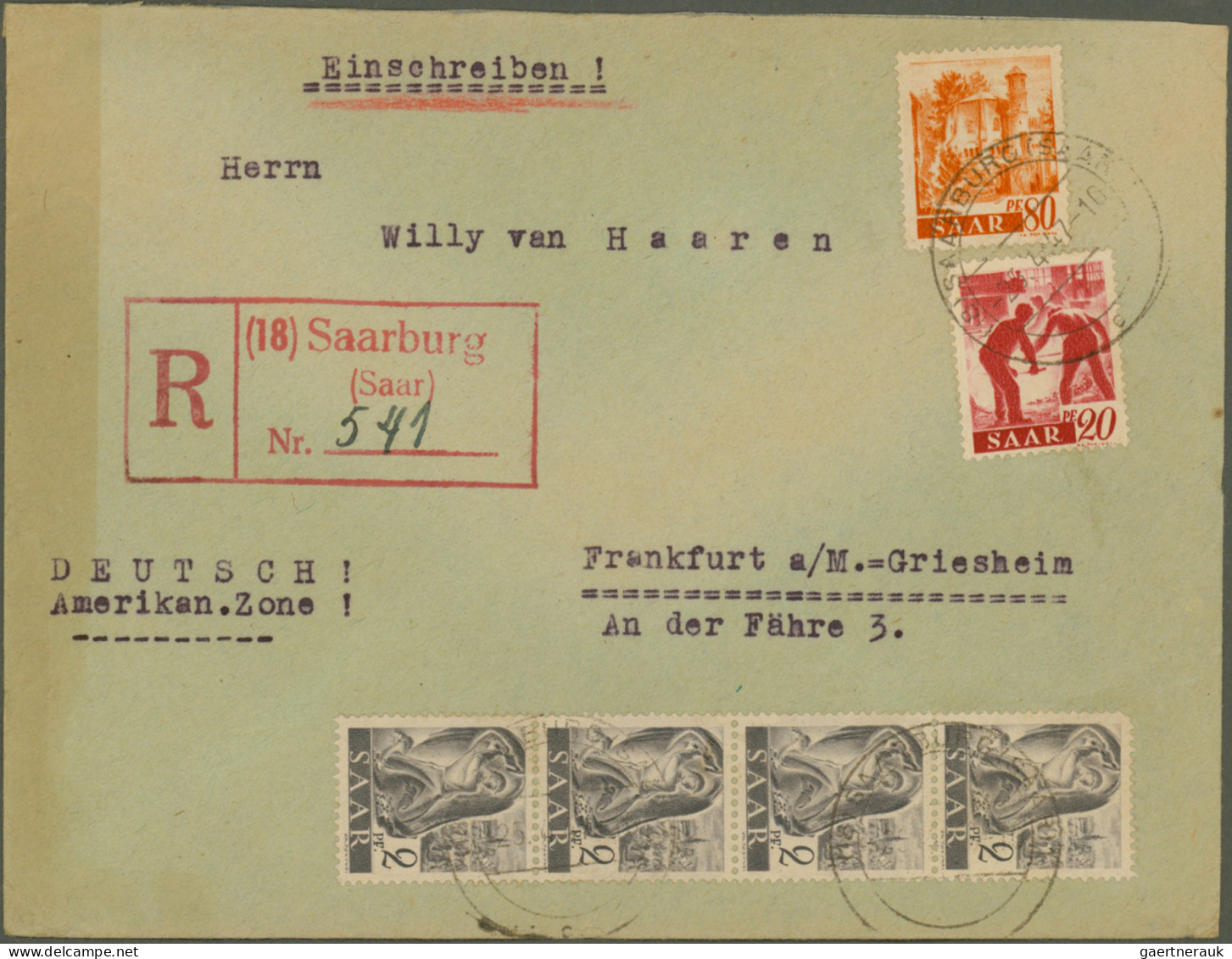 Saarland (1947/56): 1945/1958, Partie Von 60 Bedarfs-Briefen/-Karten Ab Etwas Ge - Lettres & Documents