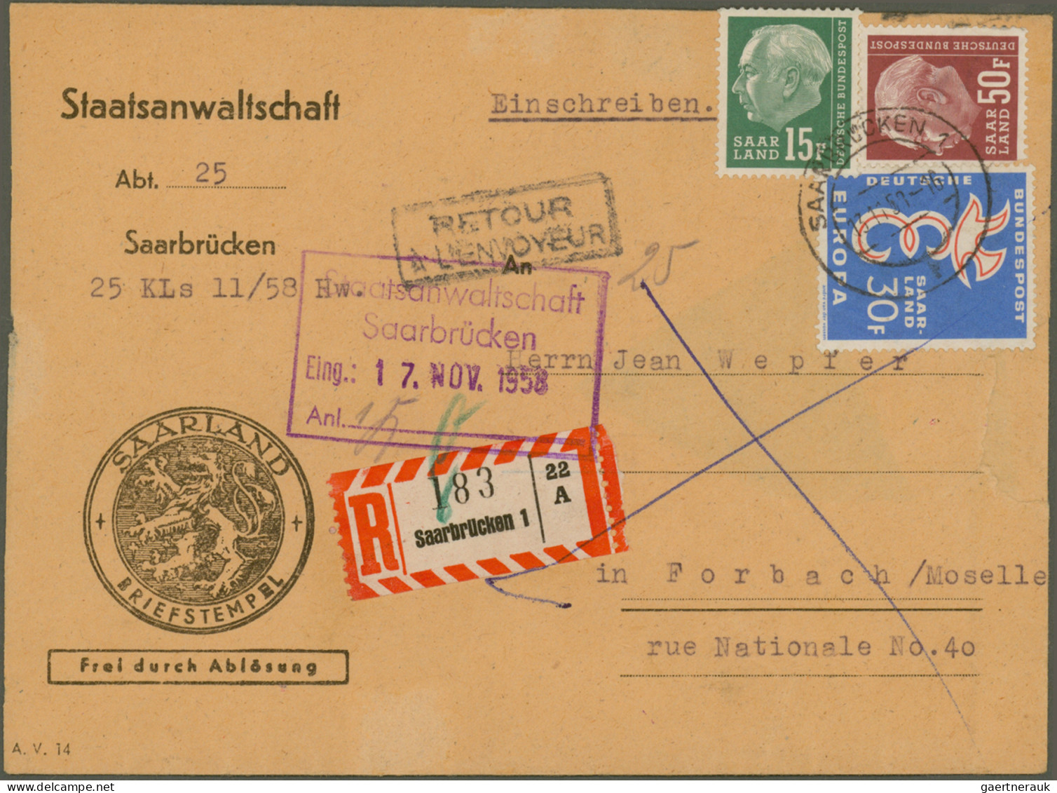 Saarland (1947/56): 1945/1958, Partie Von 60 Bedarfs-Briefen/-Karten Ab Etwas Ge - Brieven En Documenten