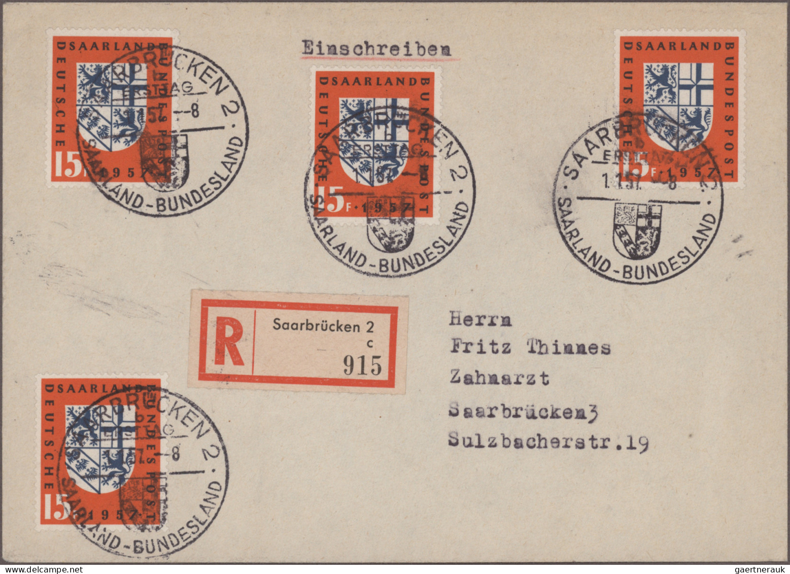 Saarland (1957/59) - OPD Saarbrücken: 1957/1959 Mehr als 600 Briefe, Postkarten,