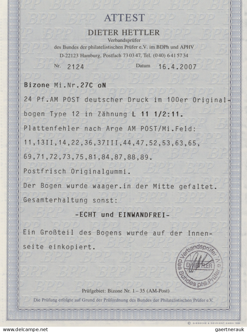 Bizone: 1945, AM-Post, Amerikanischer Und Deutscher Druck: Sammlung Von Komplett - Other & Unclassified