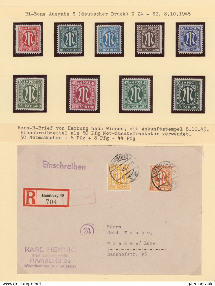 Bizone: 1945, umfangreiche Sammlung AM-Post mit vielen Briefen, Karten und Ganzs