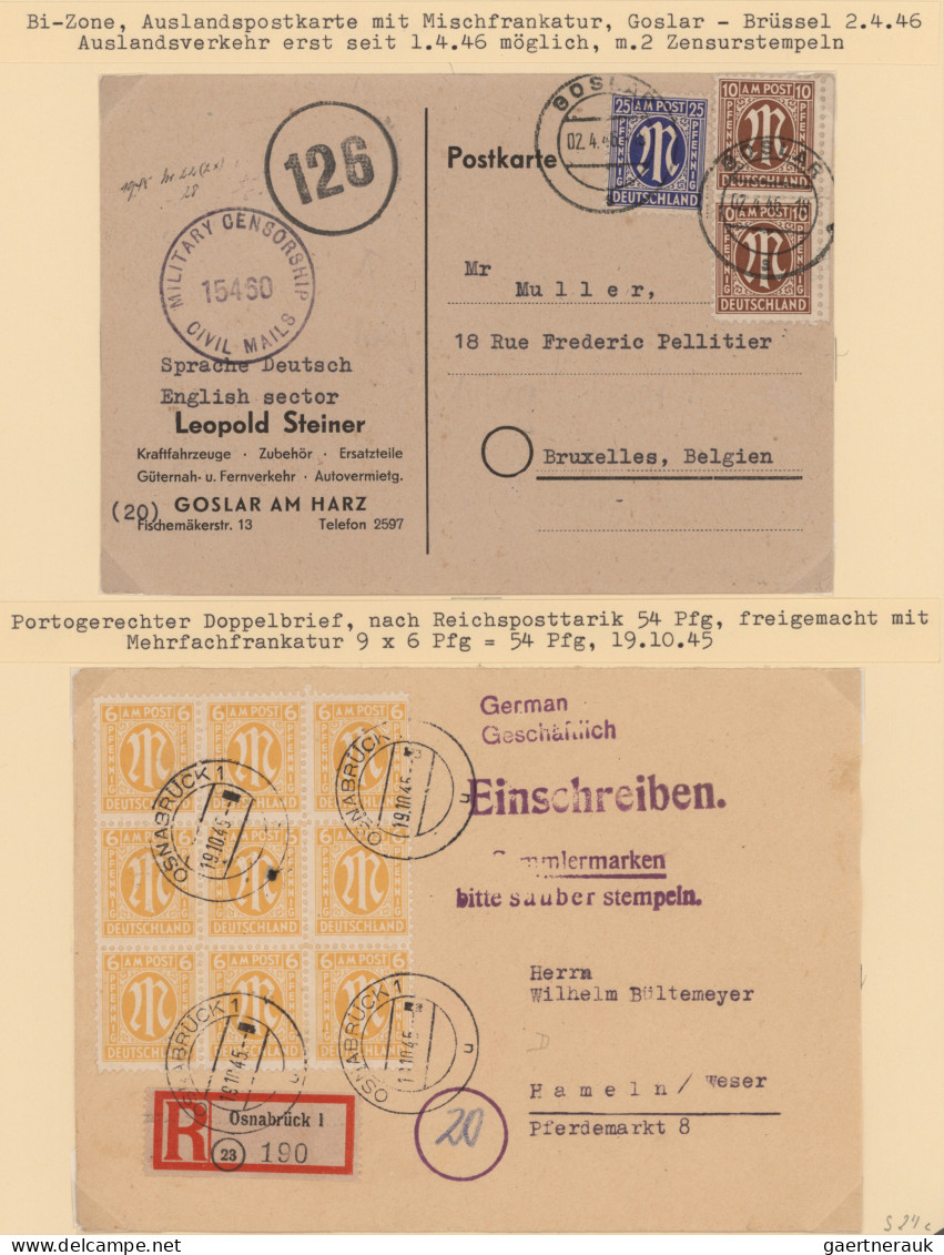 Bizone: 1945, umfangreiche Sammlung AM-Post mit vielen Briefen, Karten und Ganzs