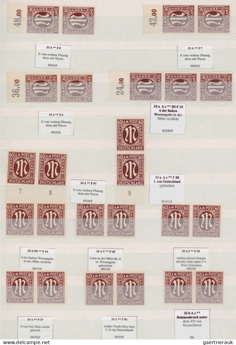 Bizone: 1945/1946, AM-Post Deutscher Druck, fast nur postfrische spezialisierte