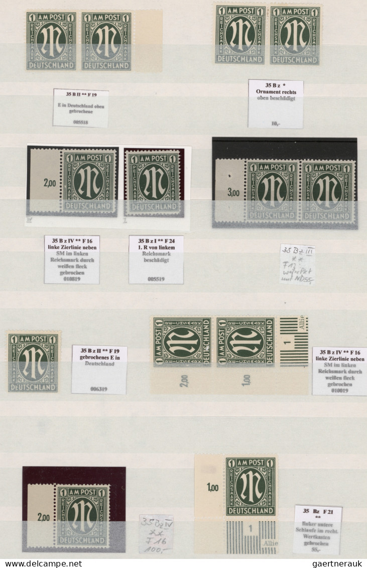 Bizone: 1945/1946, AM-Post Deutscher Druck, fast nur postfrische spezialisierte