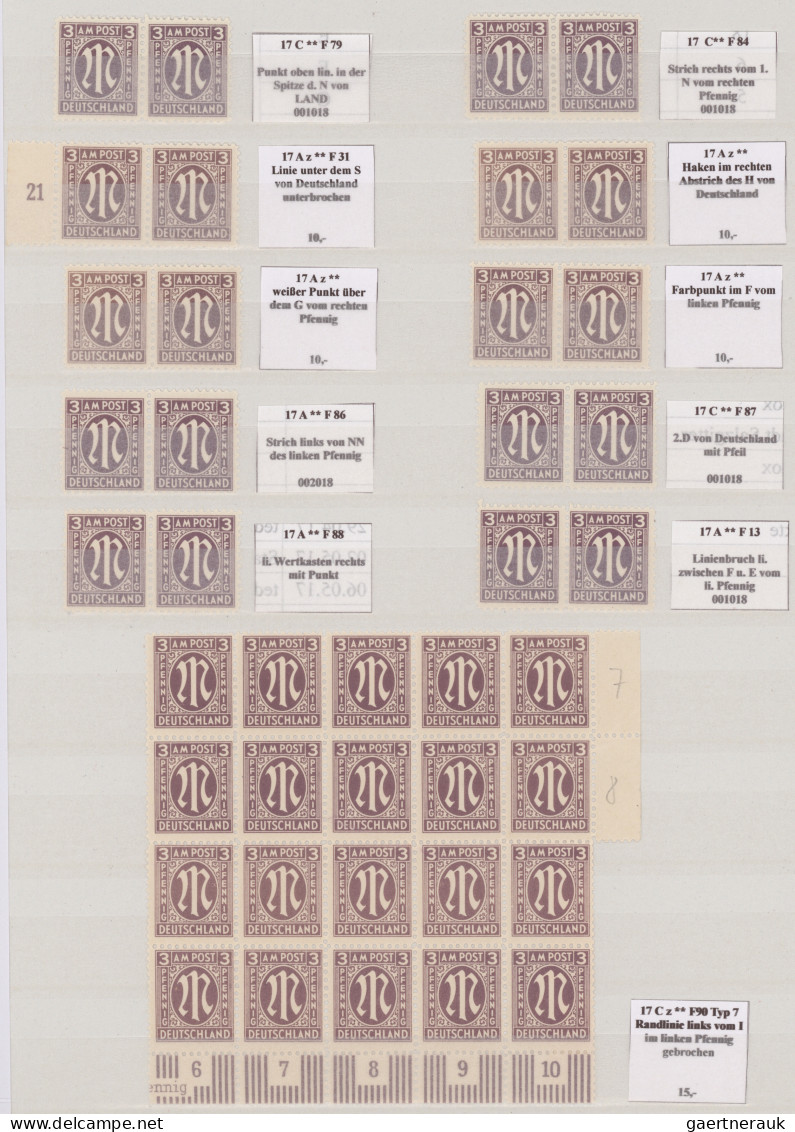 Bizone: 1945/1946, AM-Post Deutscher Druck, fast nur postfrische spezialisierte