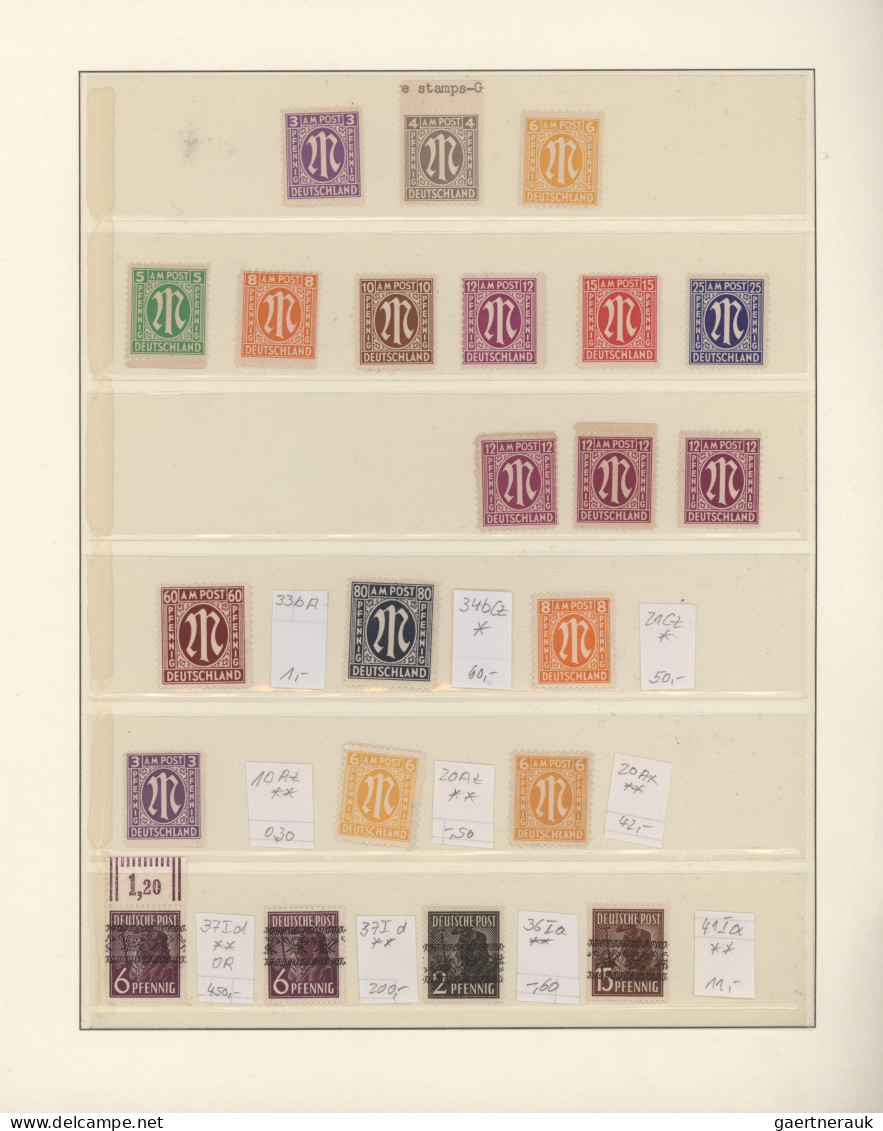 Bizone: 1945/1946, AM-Post, Umfangreicher Postfrischer Und Gestempelter Bestand - Autres & Non Classés