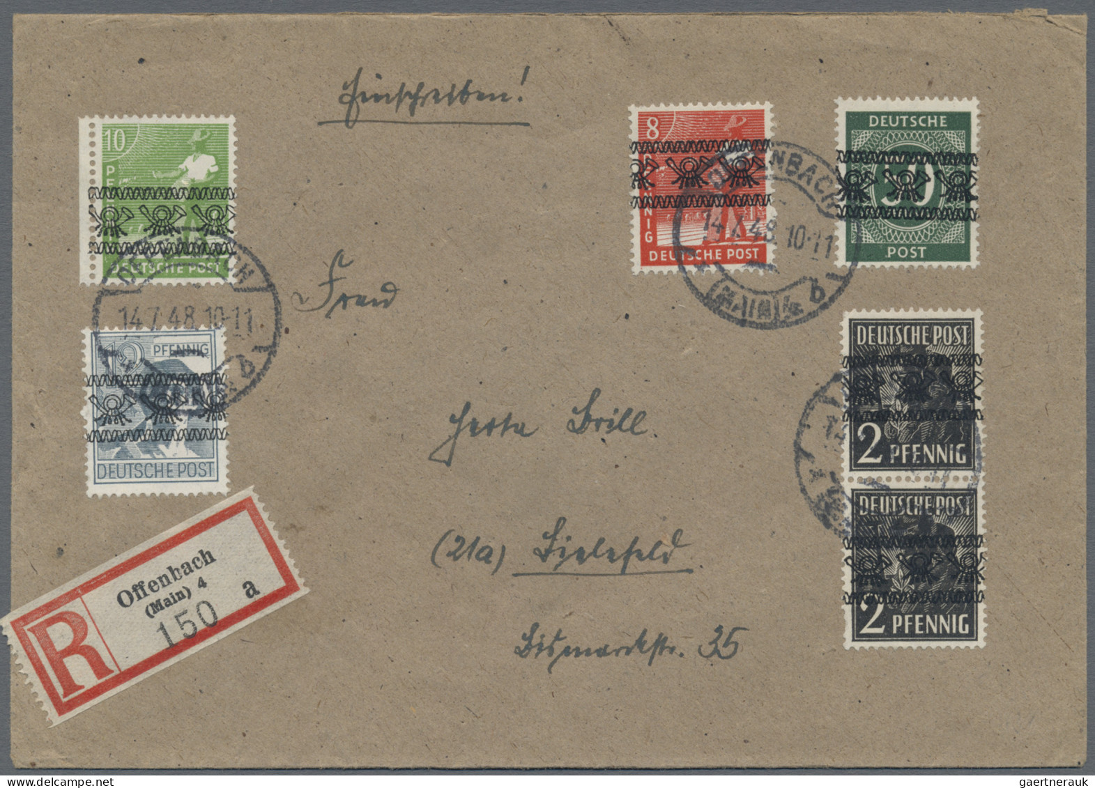 Bizone: 1948, Band/Netz Auf Arbeiter/Ziffern, Partie Von Ca. 67 Briefen Und Kart - Other & Unclassified