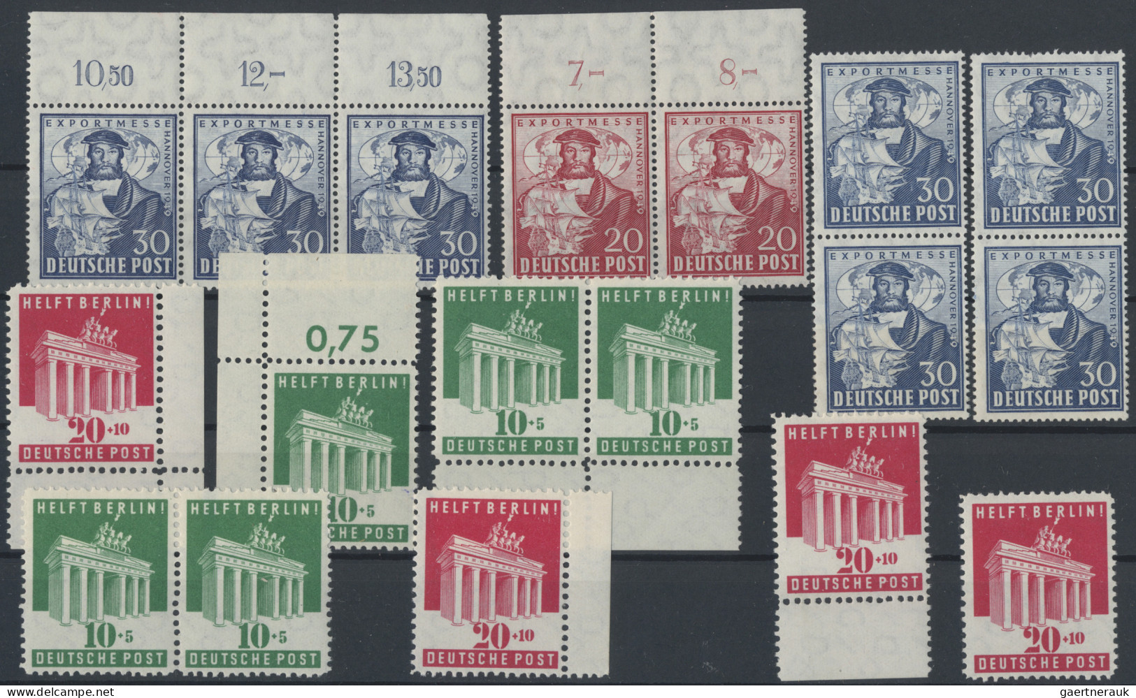 Bizone: 1948/1948, Sondermarken, meist postfrische bzw. gestempelte Partie auf S