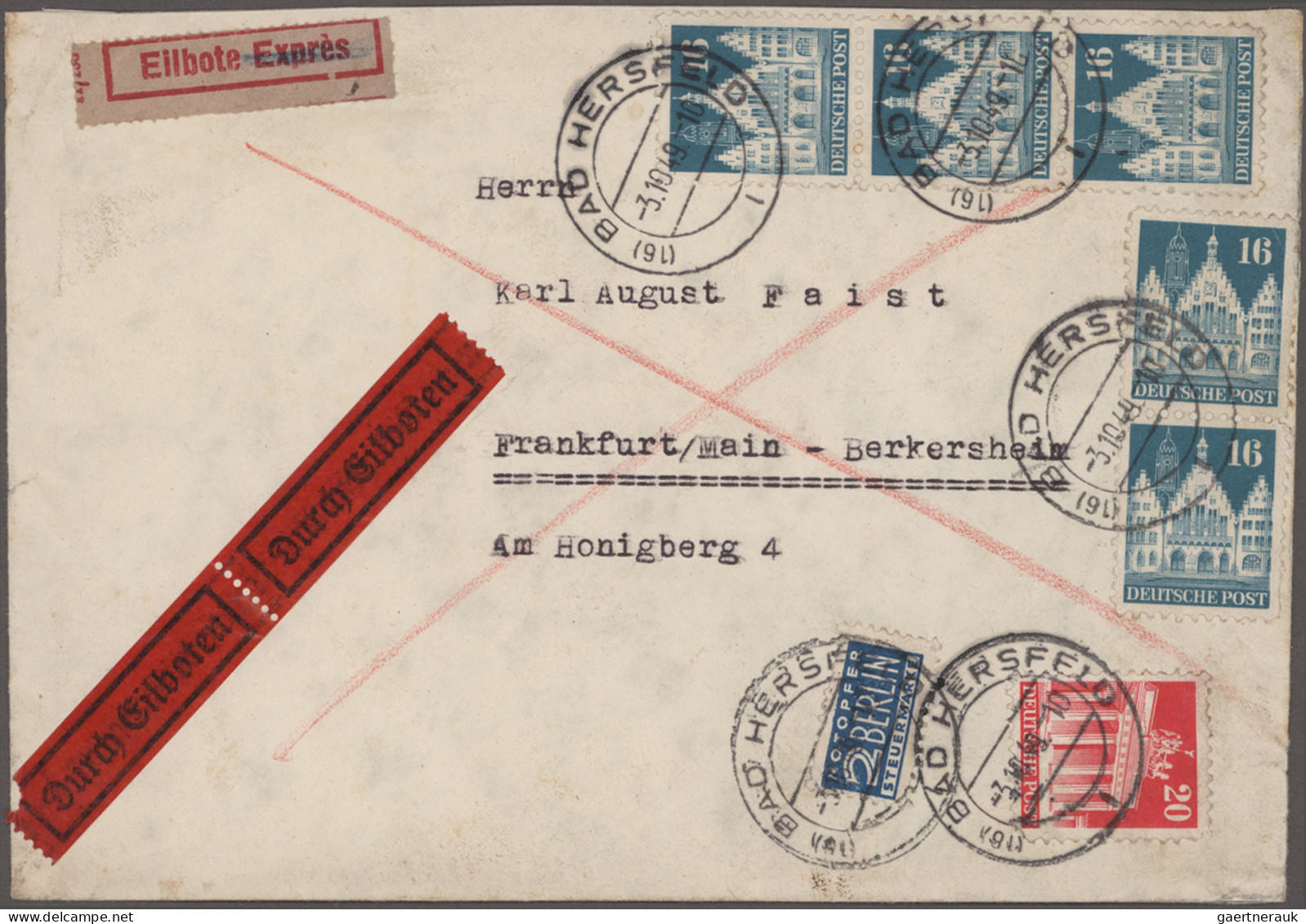 Bizone: 1948/1951, BAUTEN, Vielseitige Sammlung Von Ca. 134 Briefen Und Karten M - Autres & Non Classés