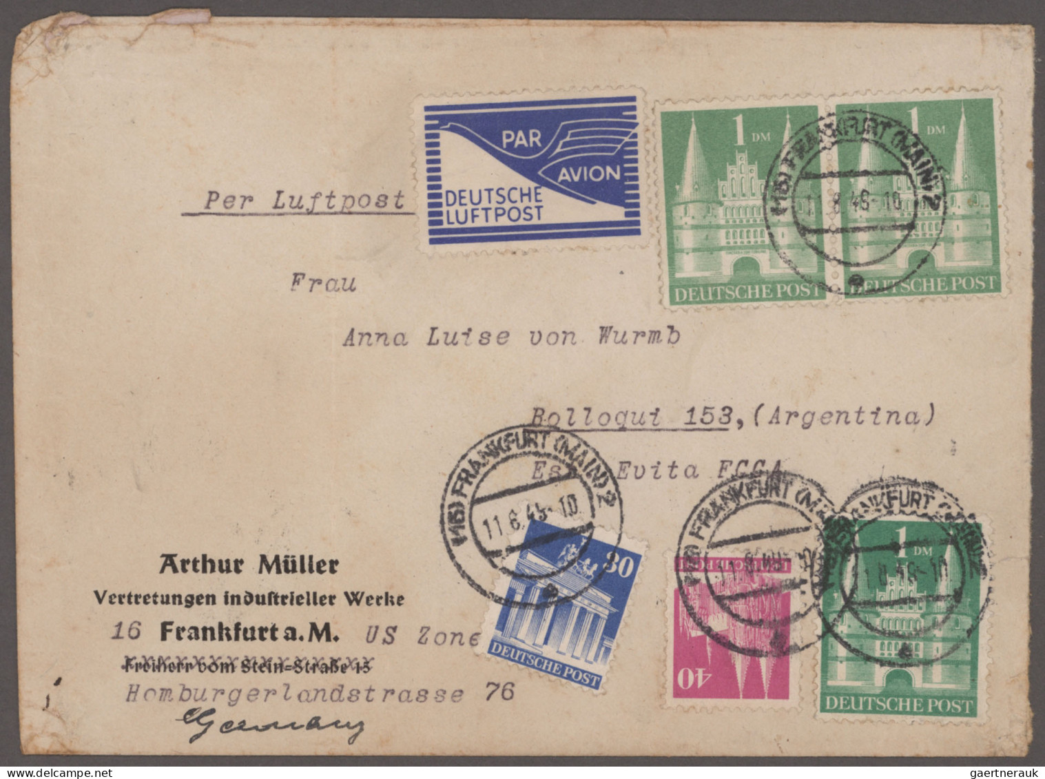 Bizone: 1948/1951, BAUTEN, vielseitige Sammlung von ca. 134 Briefen und Karten m