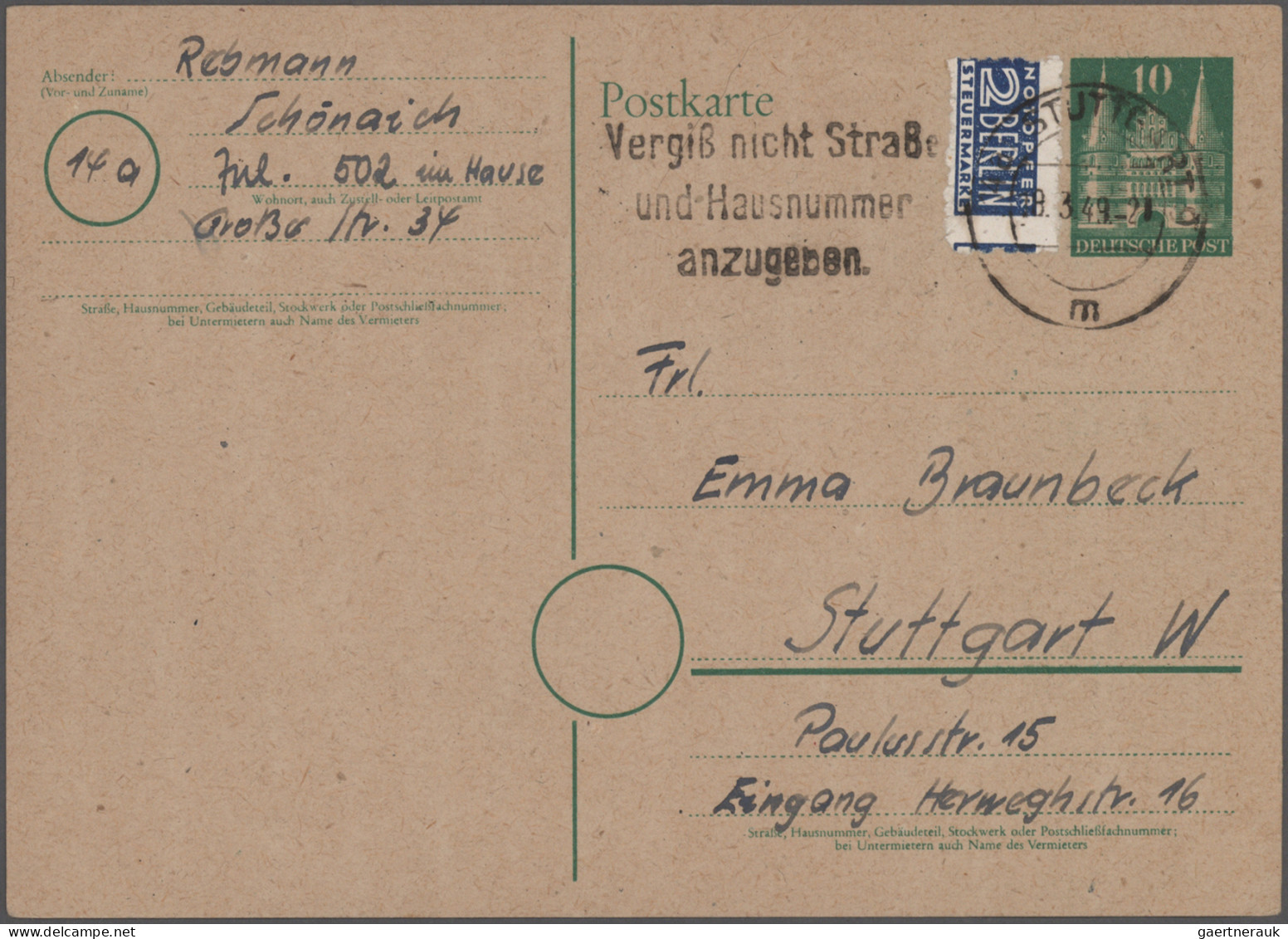 Bizone - Zwangszuschlagsmarken: 1948/1949 Notopfer: 45 Briefe Und Ganzsachenkart - Other & Unclassified