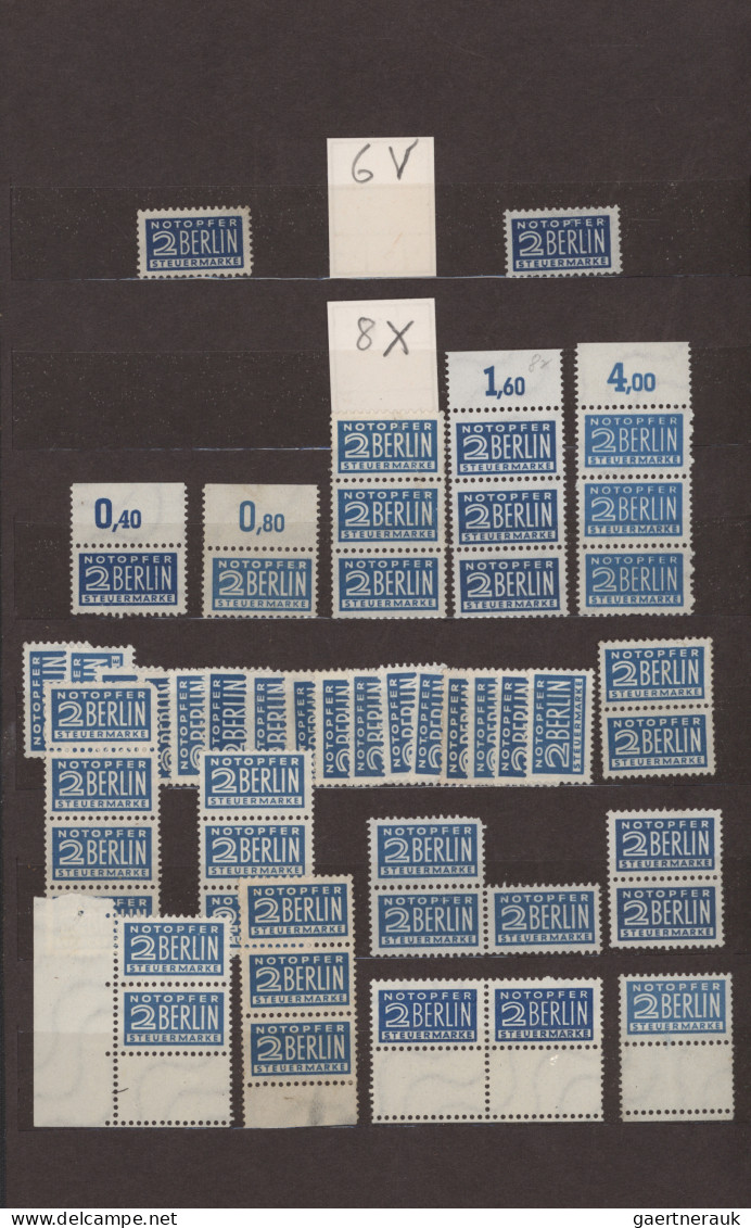 Bizone - Zwangszuschlagsmarken: 1948-1955 "Notopfermarken": Sammlung von mehr al