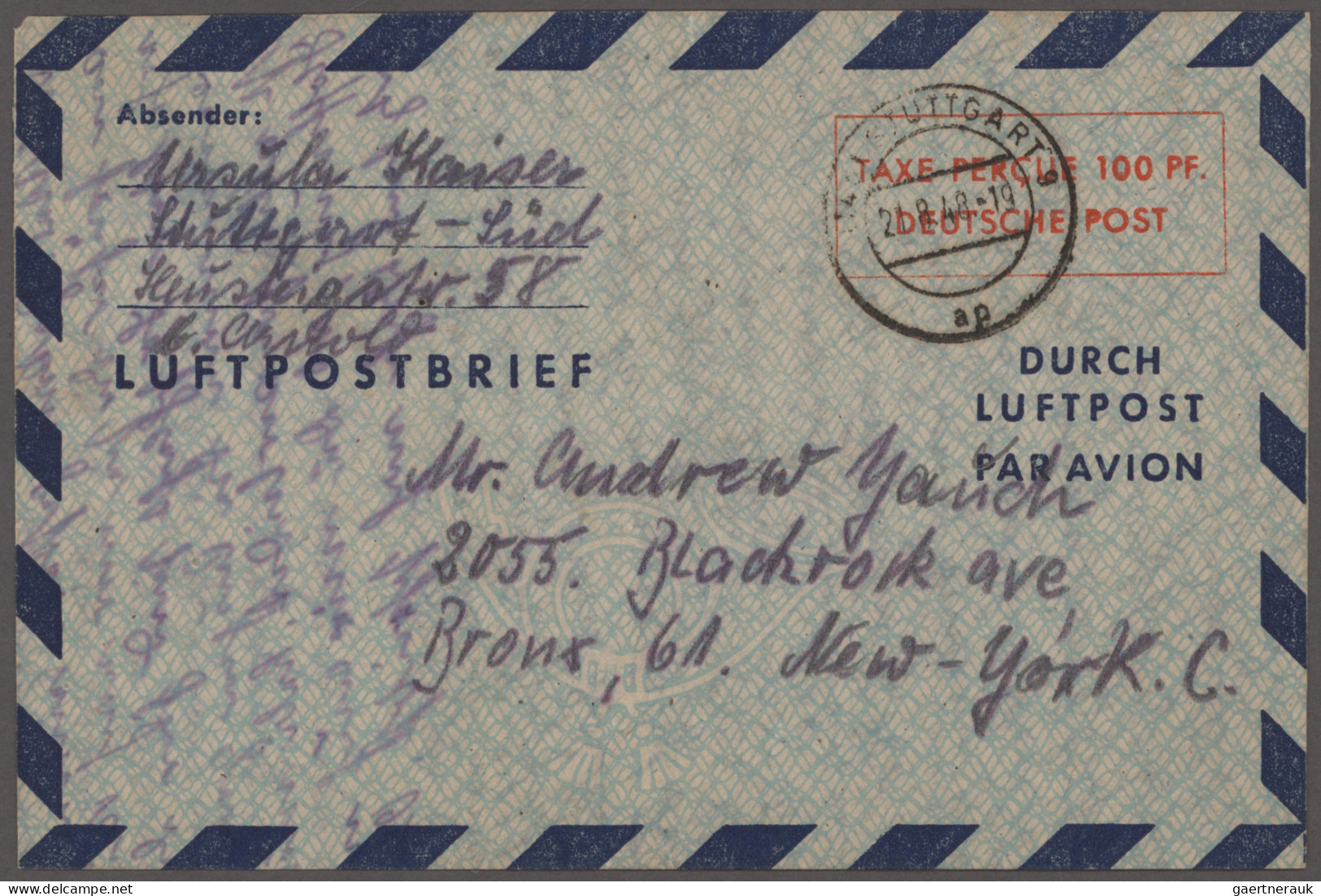 Bizone - Ganzsachen: 1948/1953, Bizone/Bund Luftpostfaltbriefe, Sammlung von 14