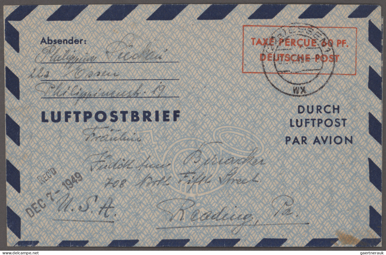 Bizone - Ganzsachen: 1948/1953, Bizone/Bund Luftpostfaltbriefe, Sammlung von 14