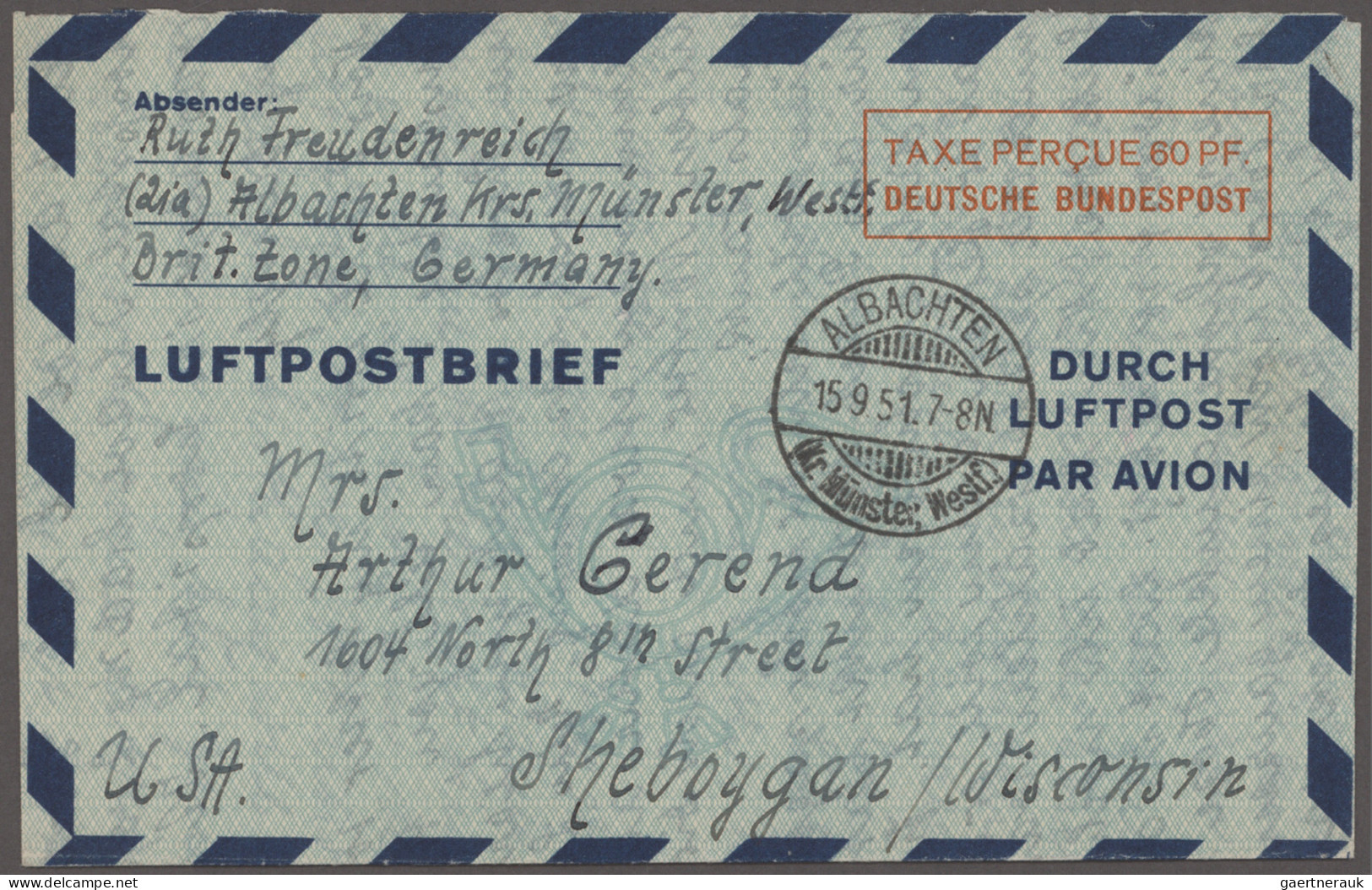 Bizone - Ganzsachen: 1948/1953, Bizone/Bund Luftpostfaltbriefe, Sammlung von 14