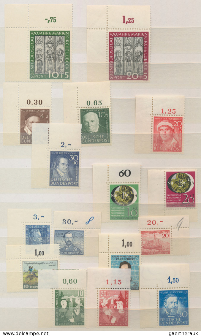 Bundesrepublik Deutschland: 1949/1955, BOGENECKEN, Postfrische Sammlung Von Nur - Verzamelingen
