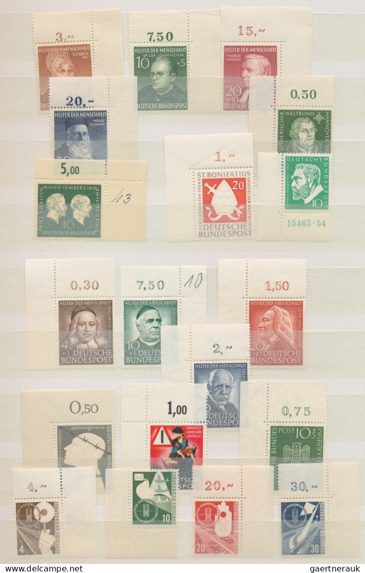 Bundesrepublik Deutschland: 1949/1955, BOGENECKEN, Postfrische Sammlung Von Nur - Colecciones