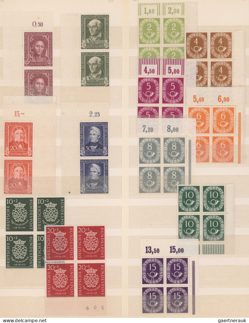 Bundesrepublik Deutschland: 1949/1955, Postfrischer Sammlungsposten Mit Nur Mitt - Verzamelingen