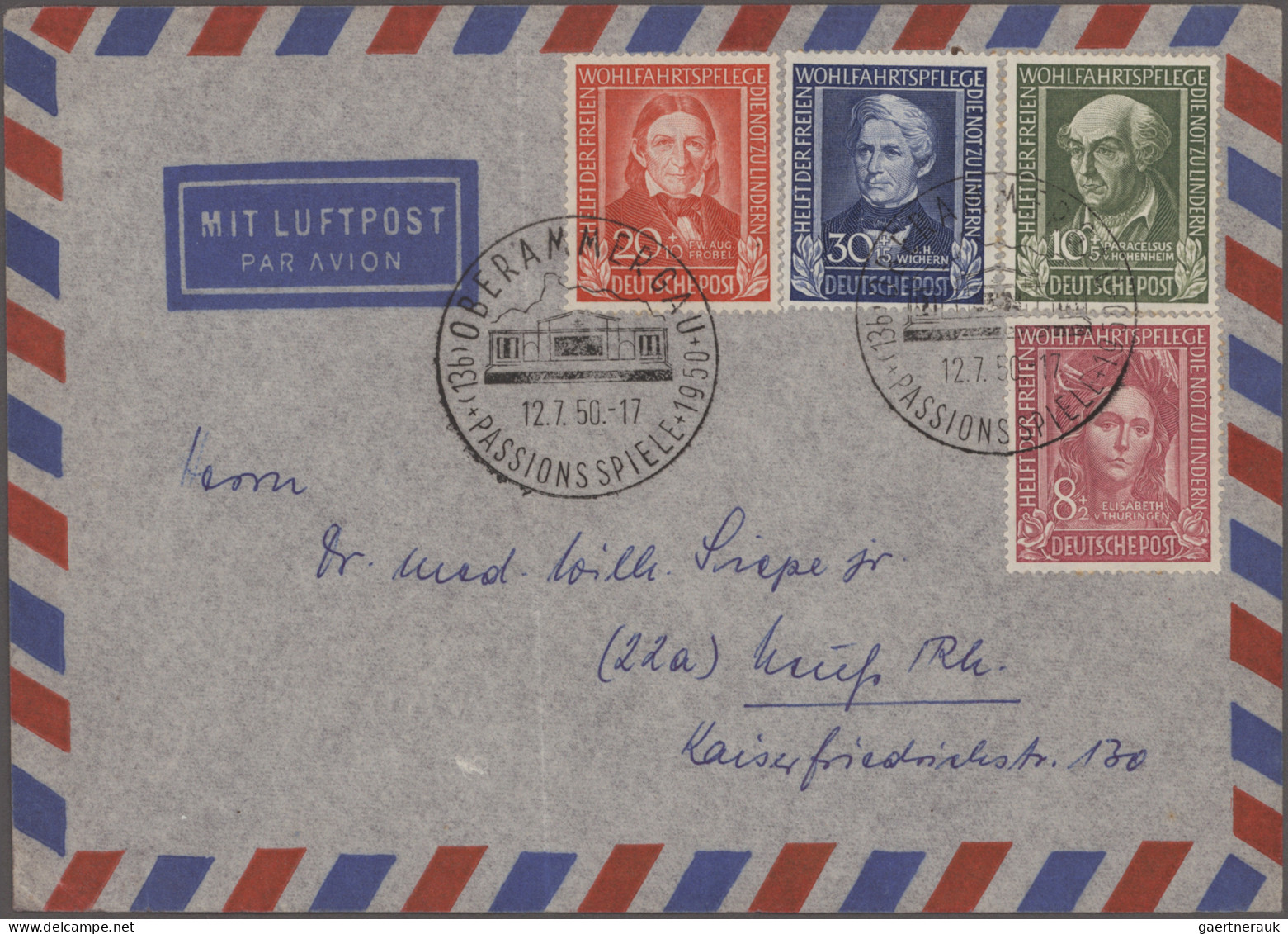 Bundesrepublik Deutschland: 1949/1956, Wohlfahrt, Lot Von Fünf Belegen Mit Satzf - Collections