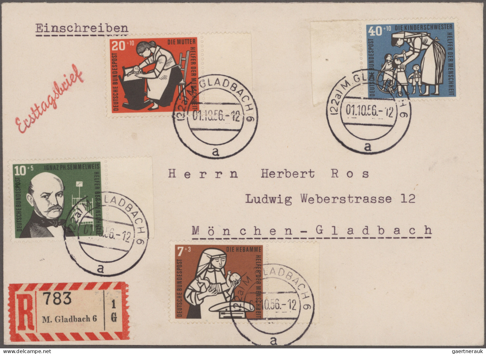 Bundesrepublik Deutschland: 1949/1956, Wohlfahrt, Lot Von Fünf Belegen Mit Satzf - Colecciones