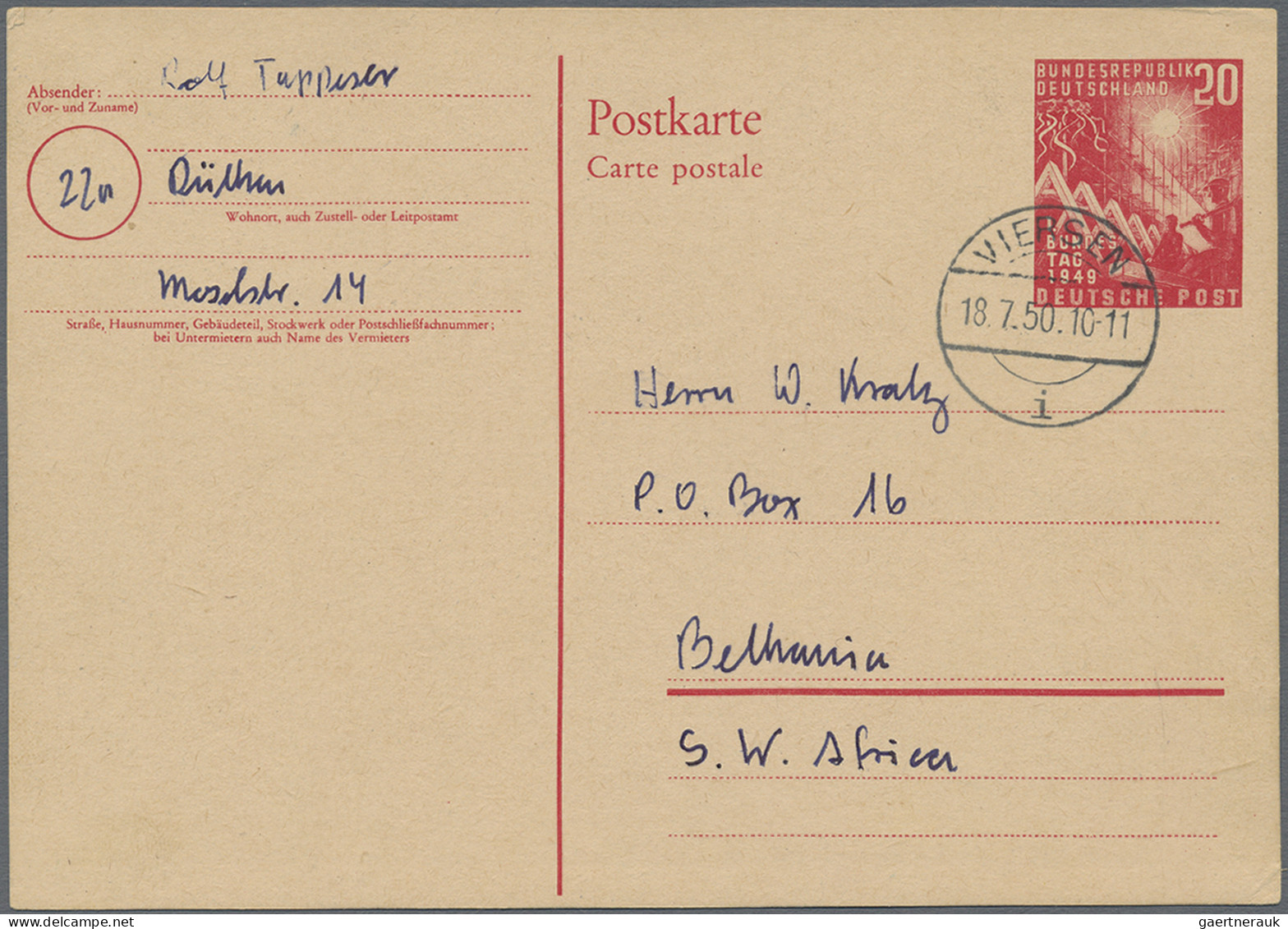 Bundesrepublik Deutschland: 1949/1961, Konvolut Auf Steckkarten Mit U.a. Posthor - Colecciones