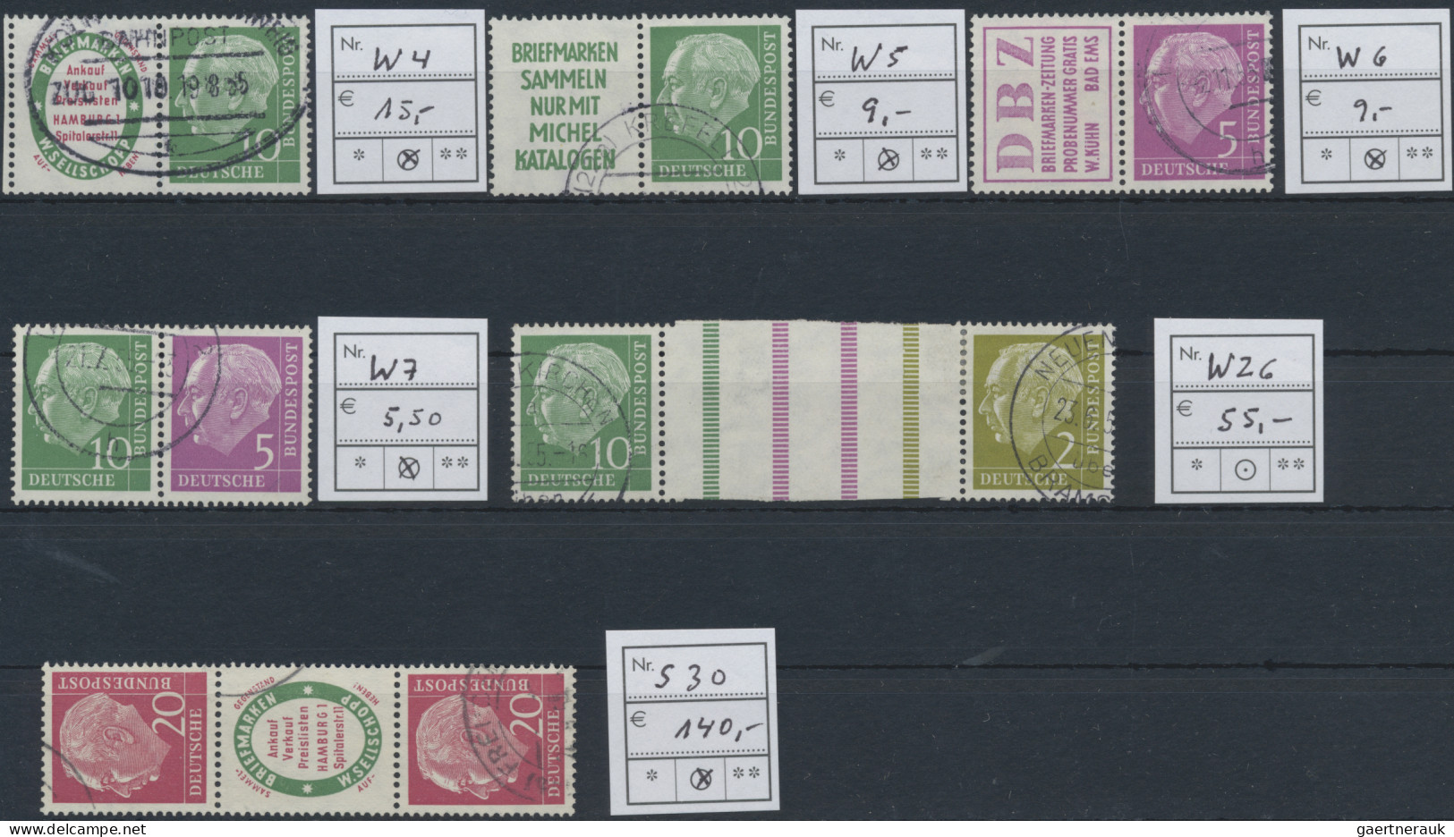 Bundesrepublik Deutschland: 1949/1961, Konvolut auf Steckkarten mit u.a. Posthor