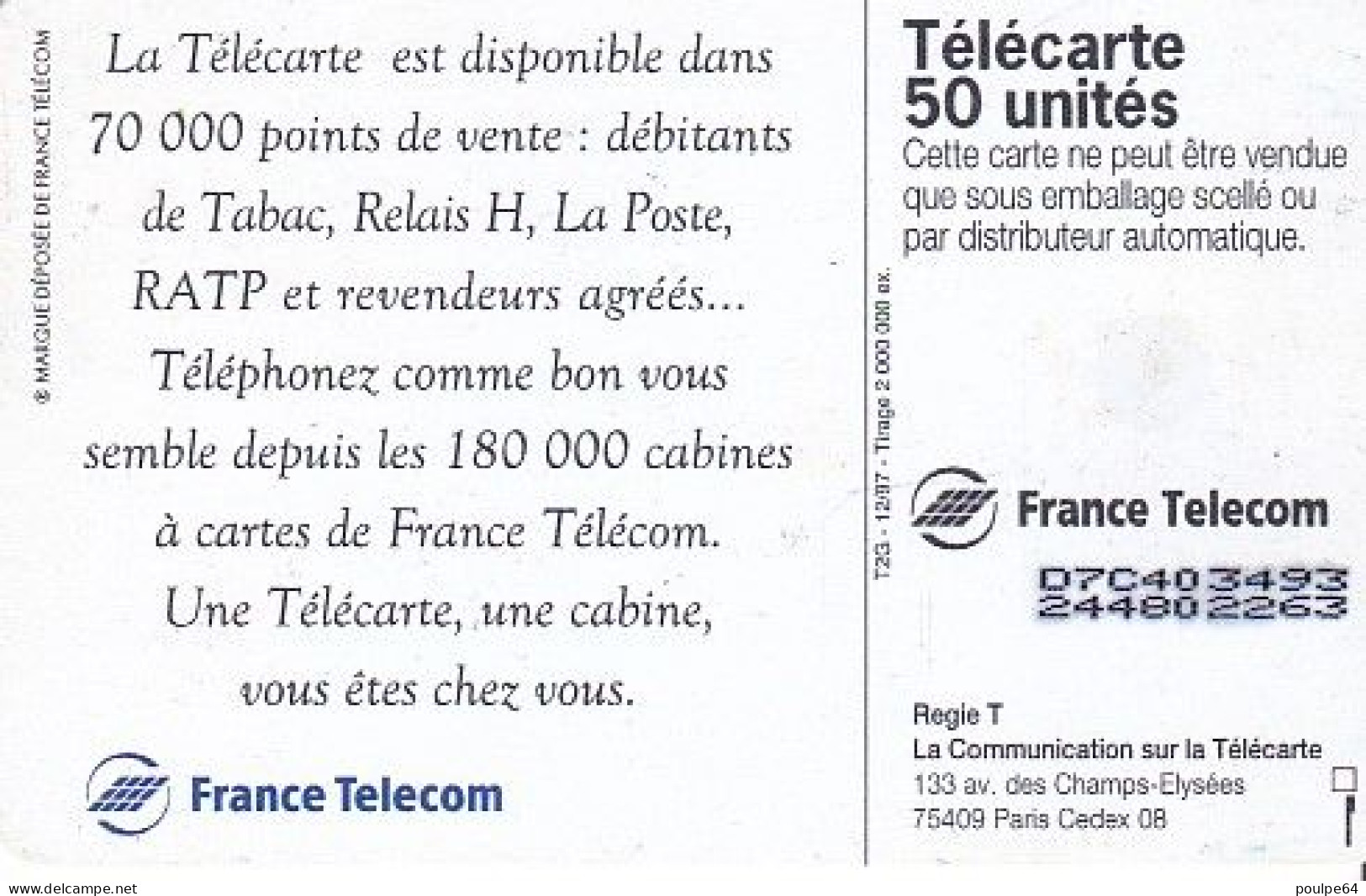 F811A 12/1997 - Échecs - F.T. - 50 OB2 T2G - (verso N° Noir Foncé) - 1997