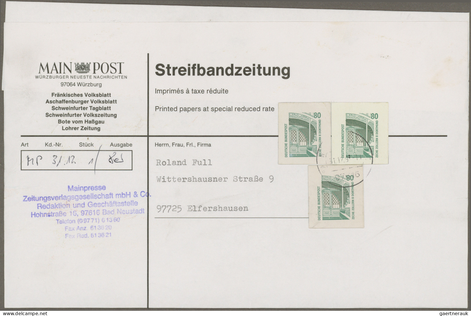 Bundesrepublik Deutschland: 1996/1998, Frankierte GANZSACHENAUSSCHNITTE, Partie - Colecciones