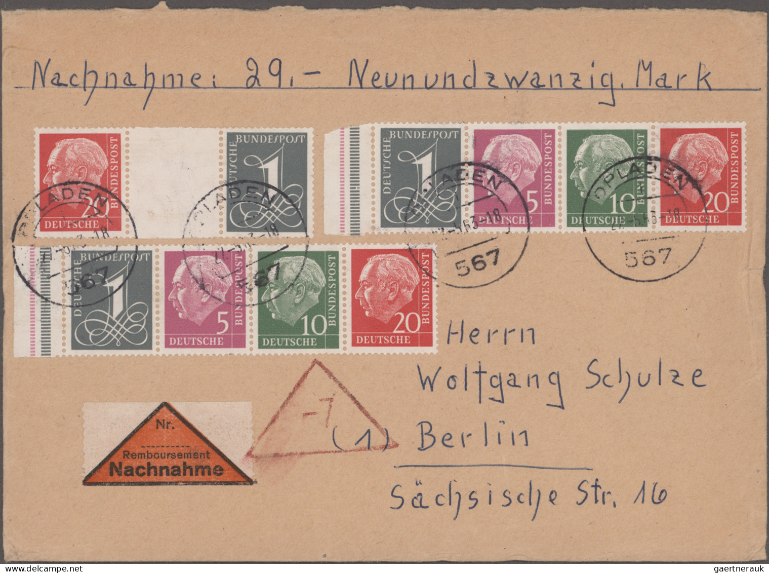 Bundesrepublik - Zusammendrucke: 1949/1960, Sammlung mit 65 Belegen mit Zusammen