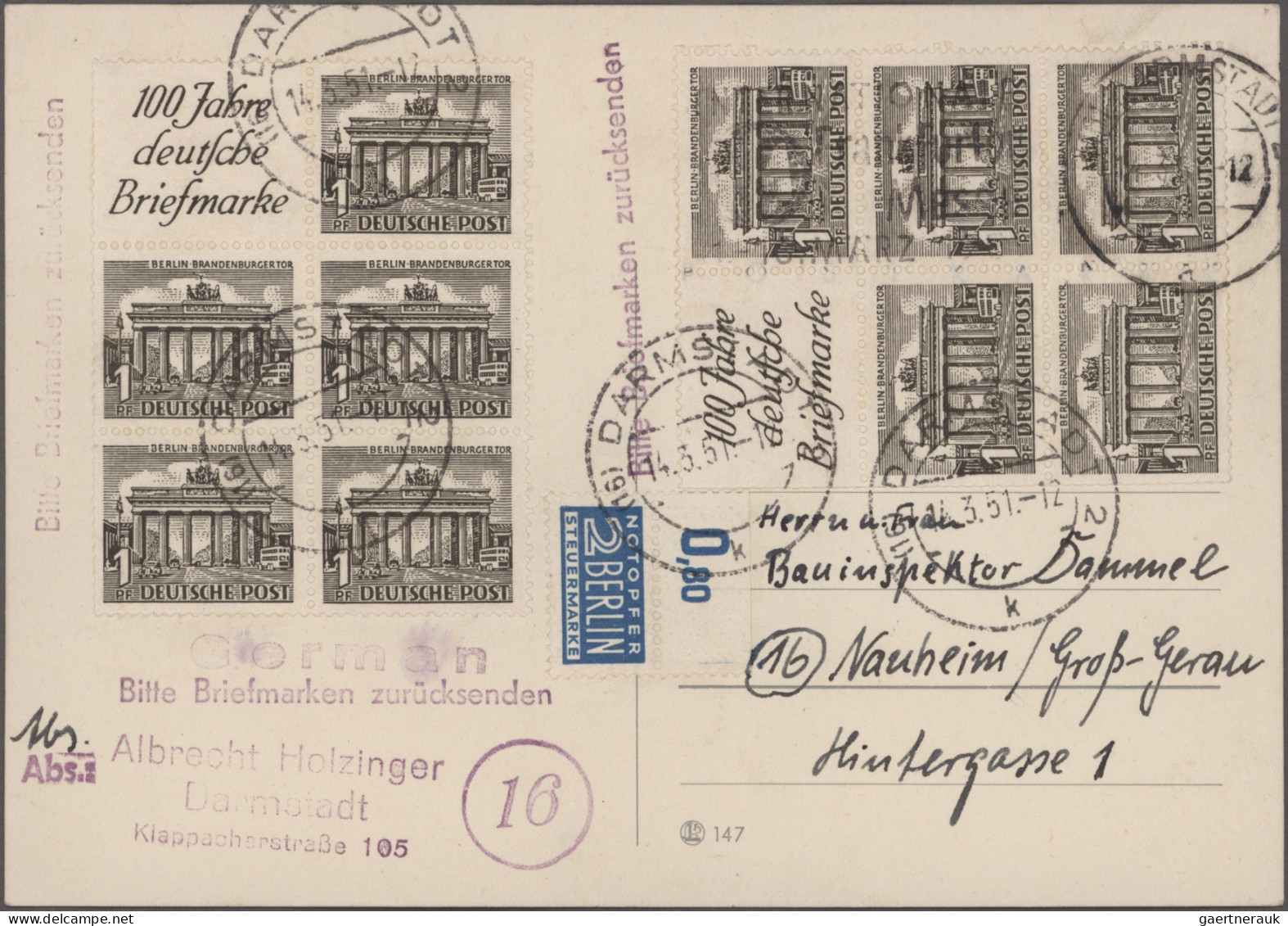 Bundesrepublik - Zusammendrucke: 1949/1960, Sammlung mit 65 Belegen mit Zusammen