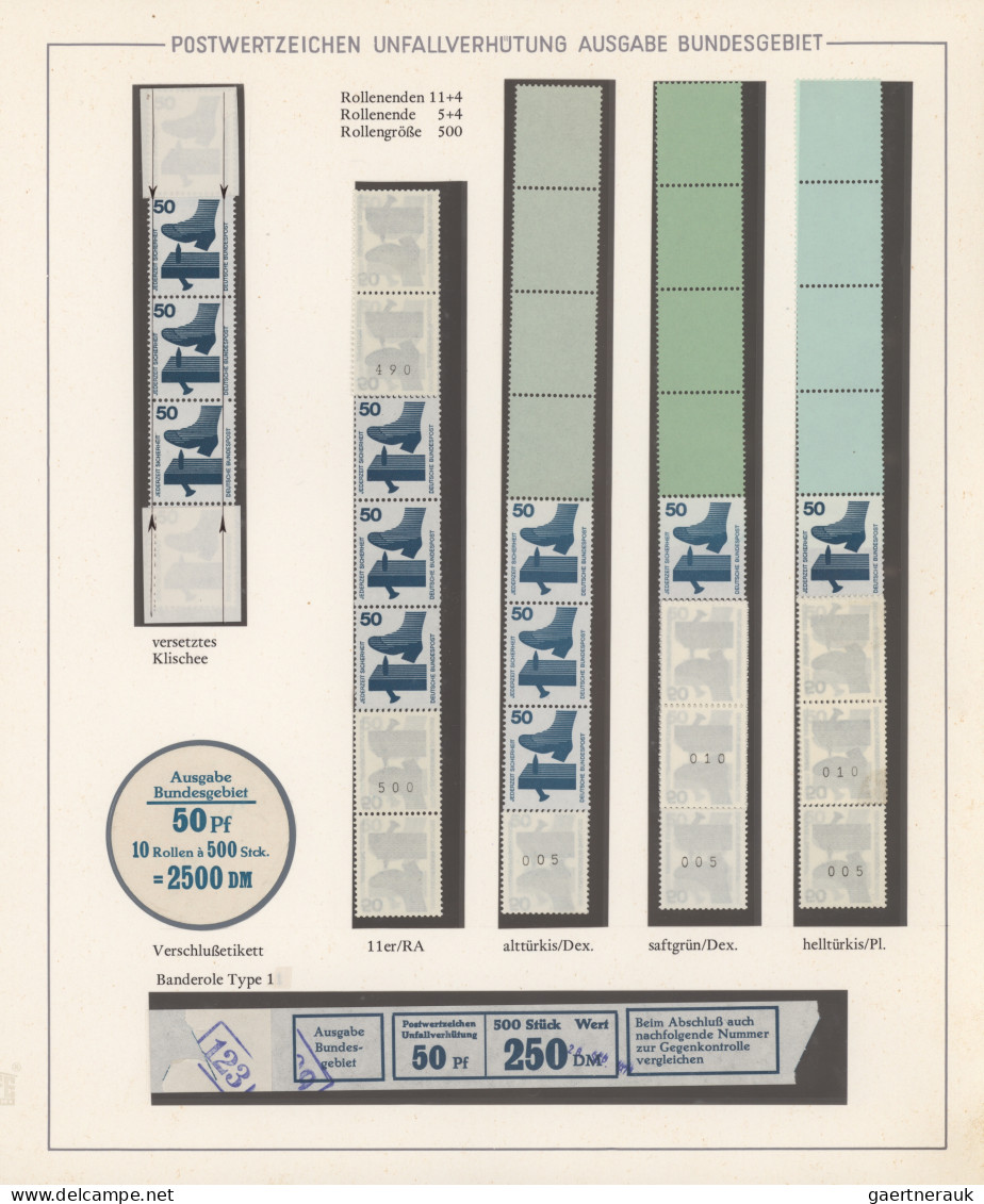 Bundesrepublik - Rollenmarken: 1971/1973, Unfallverhütung, Umfangreiche Speziali - Roller Precancels