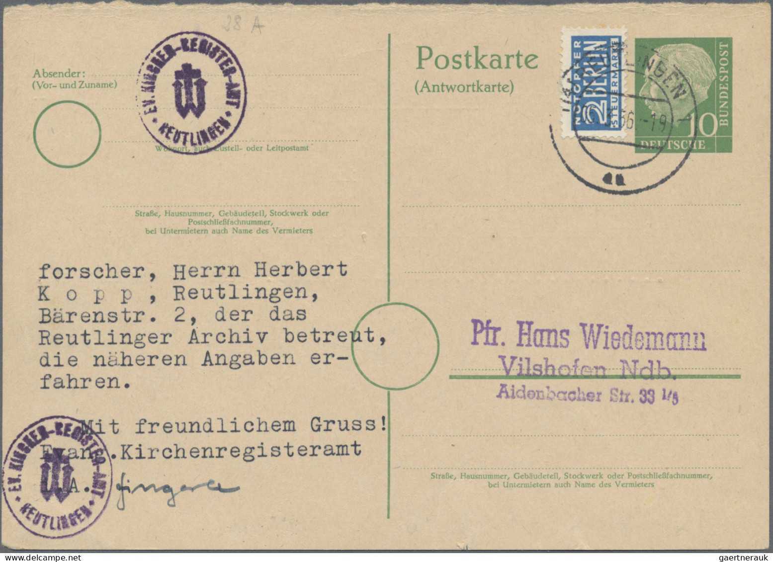 Bundesrepublik - Ganzsachen: 1954/1963, HEUSS-GANZSACHEN, saubere Sammlung von c