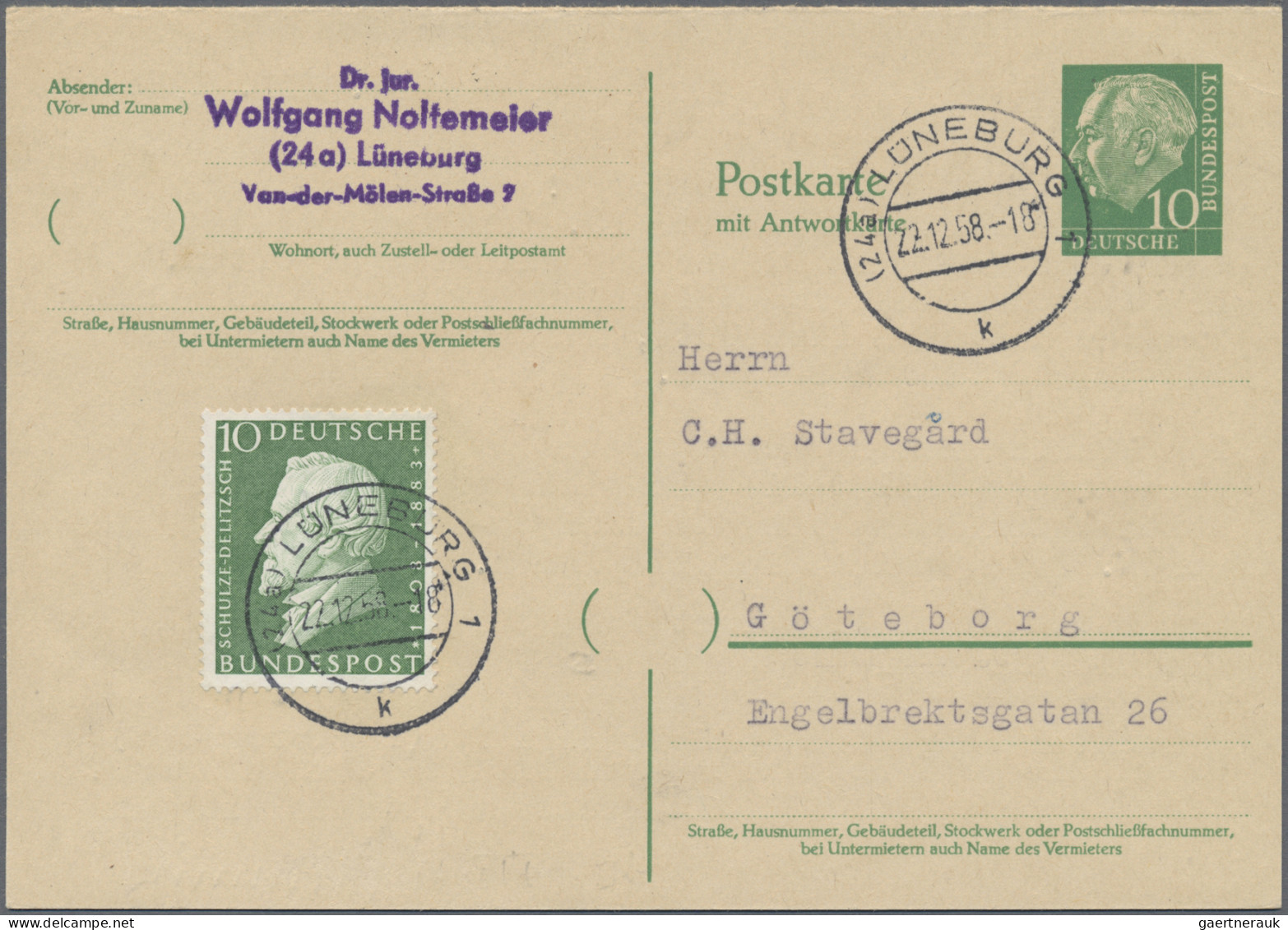 Bundesrepublik - Ganzsachen: 1954/1963, HEUSS-GANZSACHEN, saubere Sammlung von c