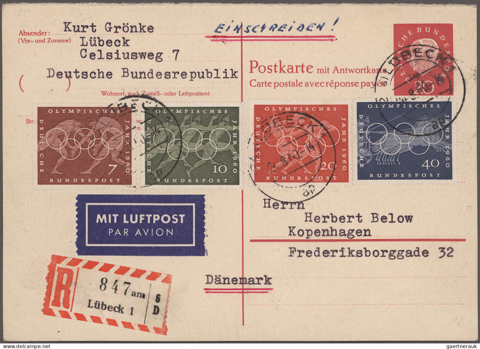 Bundesrepublik - Ganzsachen: 1960/1964, Frage-/Antwortteile Der Doppelkarte 20 P - Autres & Non Classés