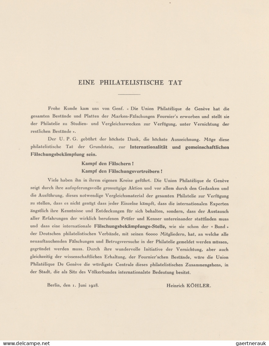 Philatelistische Literatur - Allgemeines - Fälschungen Und Neudrucke: 1843 - 191 - Autres & Non Classés