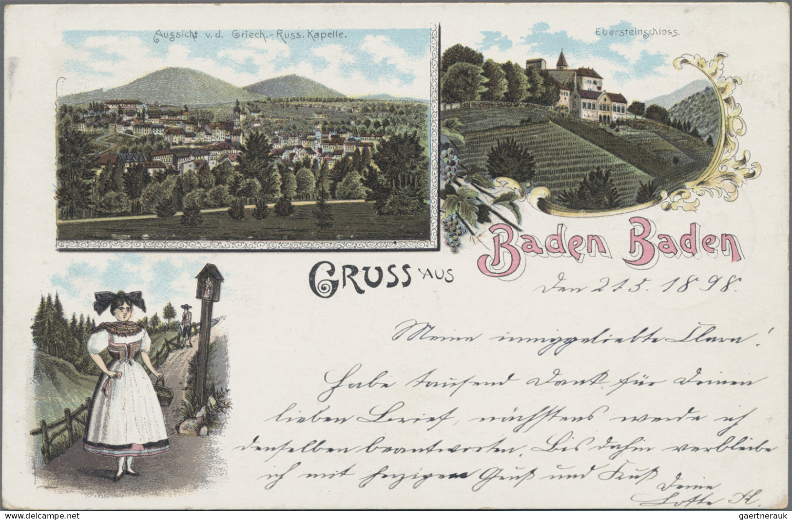 Ansichtskarten: Baden-Württemberg: 1895/1940 (ca.), BADEN-BADEN, Partie von ca.