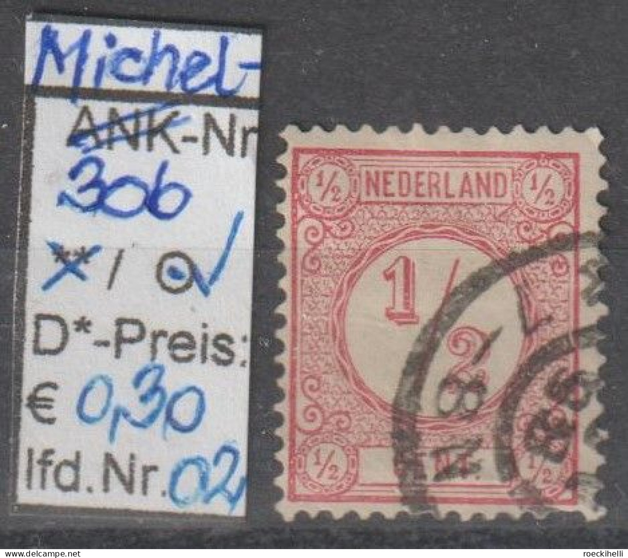 1894 - NIEDERLANDE - FM/DM "Ziffern Im Kreis" 1/2 C Hellkarmin -  O Gestempelt - S. Scan (30bo 01-02 Nl) - Used Stamps