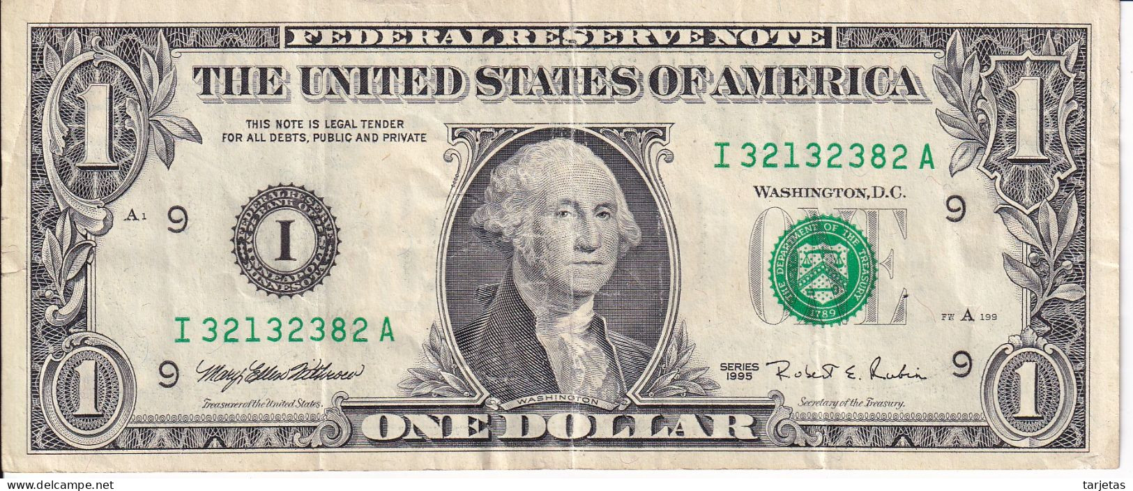 BILLETE DE ESTADOS UNIDOS DE 1 DOLLAR DEL AÑO 1995 LETRA I - MINNEAPOLIS  (BANK NOTE) - Billets De La Federal Reserve (1928-...)