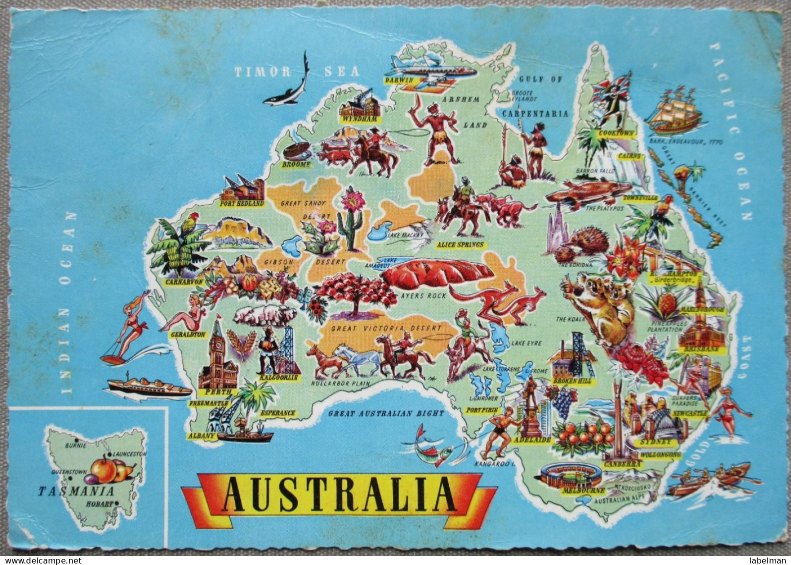 AUSTRALIA PICTORICAL MAP POSTKARTE POSTCARD ANSICHTSKARTE CARTE POSTALE CARTOLINA CARD - Melbourne