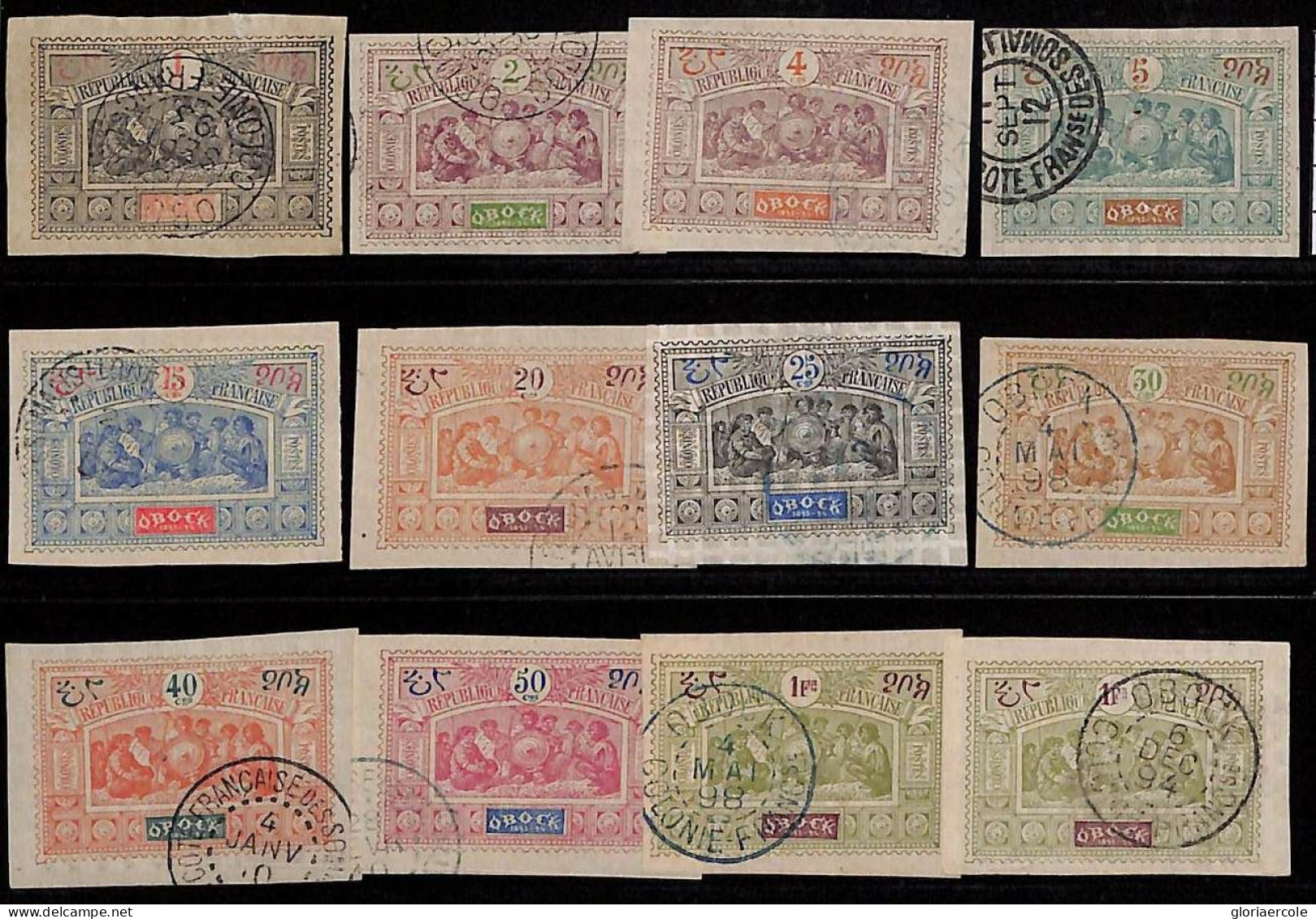 ZA0067 - French Colonies  OBOK - Lot 12 Of USED Imperf STAMPS - Usati