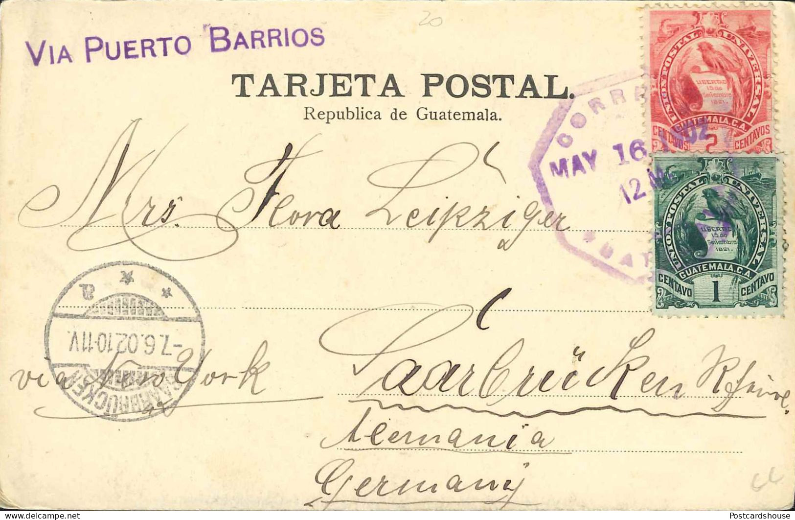 GUATEMALA ED. VALDEAVELLANO 1902 VIA PUERTO BARRIOS ABORIGENES - Guatemala