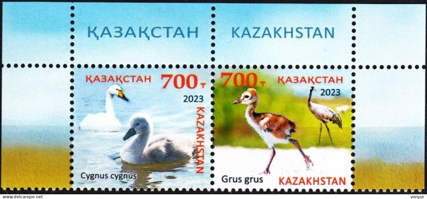 KAZAKHSTAN 2023 FAUNA Animals: Forest Birds And Chickens. Top Pair, MNH - Swans