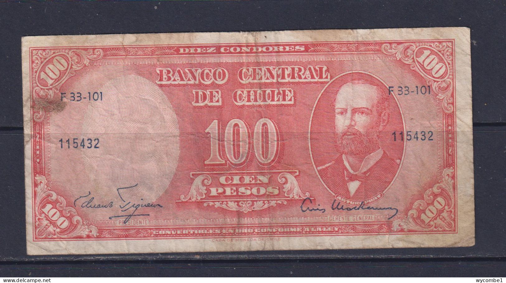 CHILE  - 1960 100 Pesos Circulated Banknote - Chili