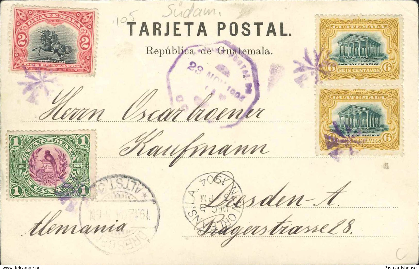 GUATEMALA 1904 PMK N.ORLEANS - DRESSEN - Guatemala