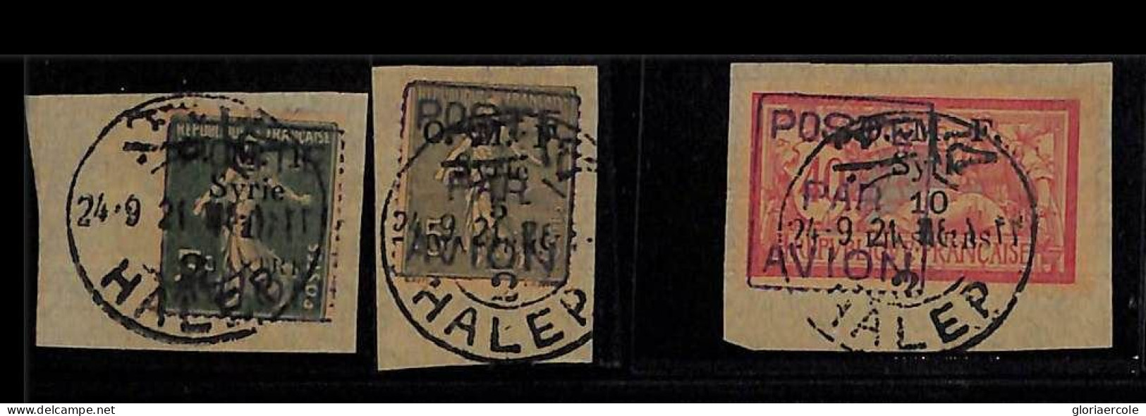 ZA0069a - French SYRIA  - STAMPS - Yvert # PA 1/3 Airmail - USED On PAPER - Oblitérés