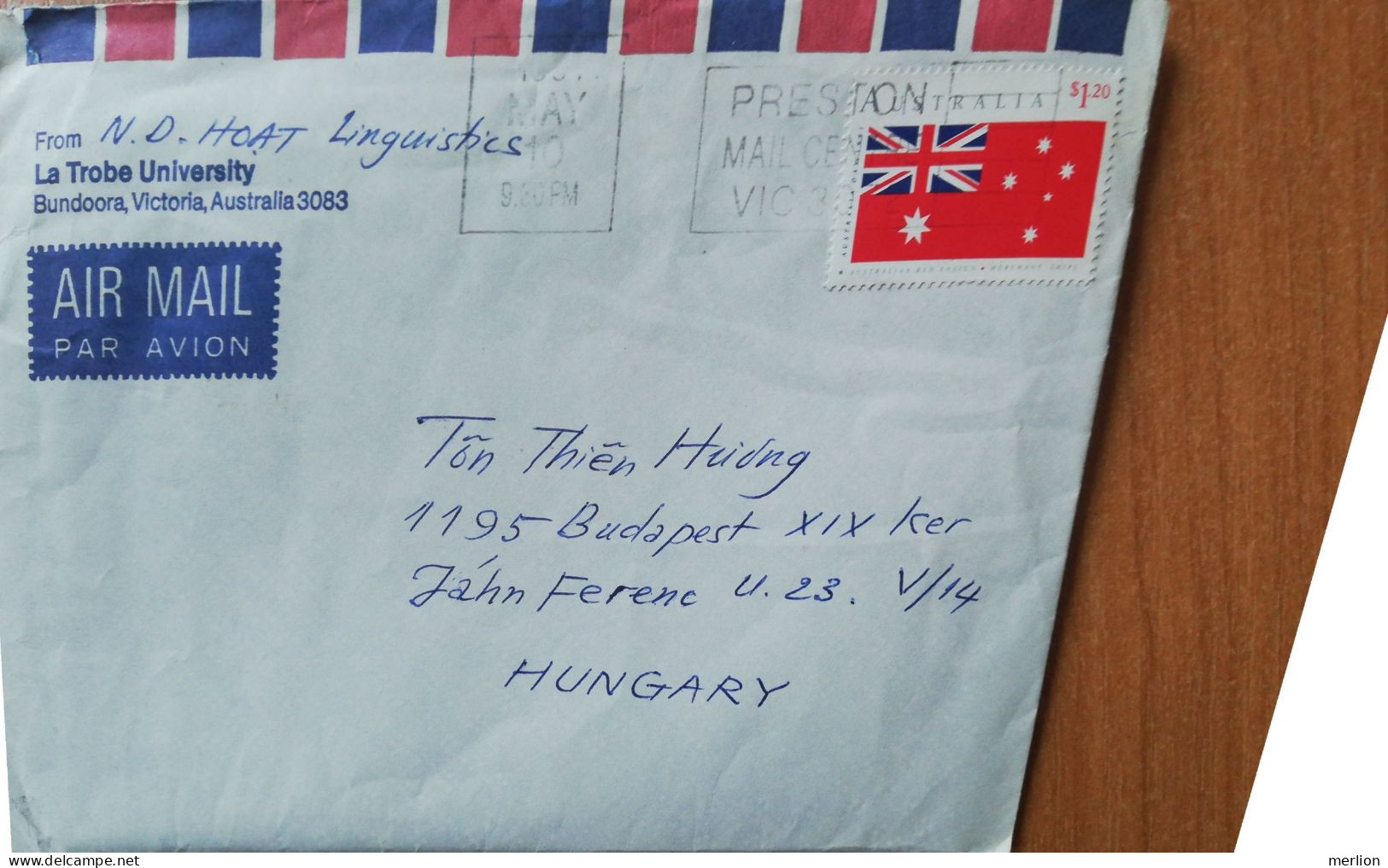 D200916  Australia- Airmail Cover  Melbourne - La Trobe University Bundoora (VIETNAM) - Sent To Hungary - Covers & Documents